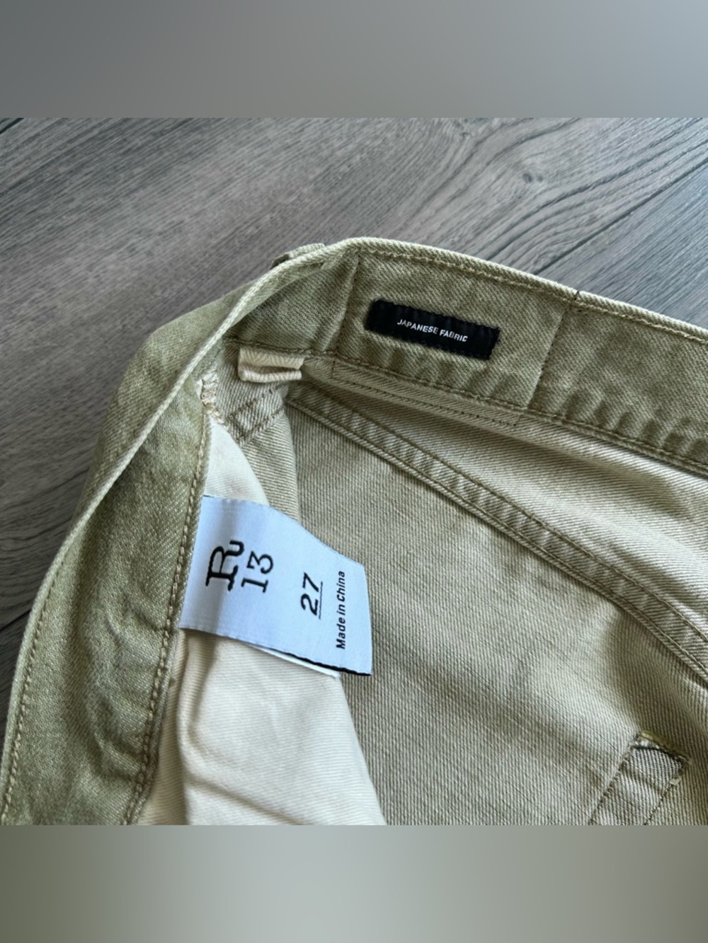 R13 Crossover Distressed Moss Green Jeans - Picture 9 of 14